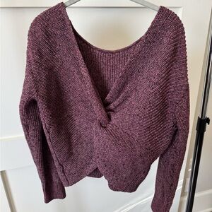 Size medium Matty knot back detail sweater in a cranberry/merlot color